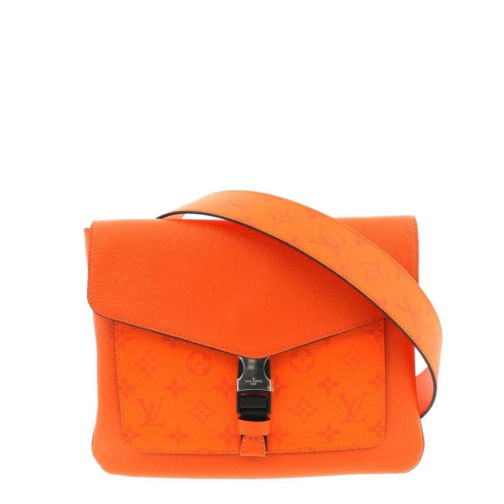 LOUIS VUITTON Flap Messenger Bag Shoulder Taiga Monogram Volcano Orange Brown